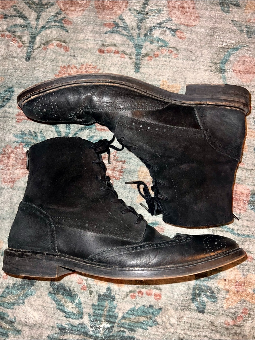 Allsaints suede leather wingtip laced ankle boots